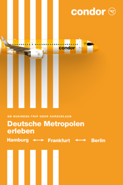 Condor Flugzeug mit Verlinkung zu Flügen